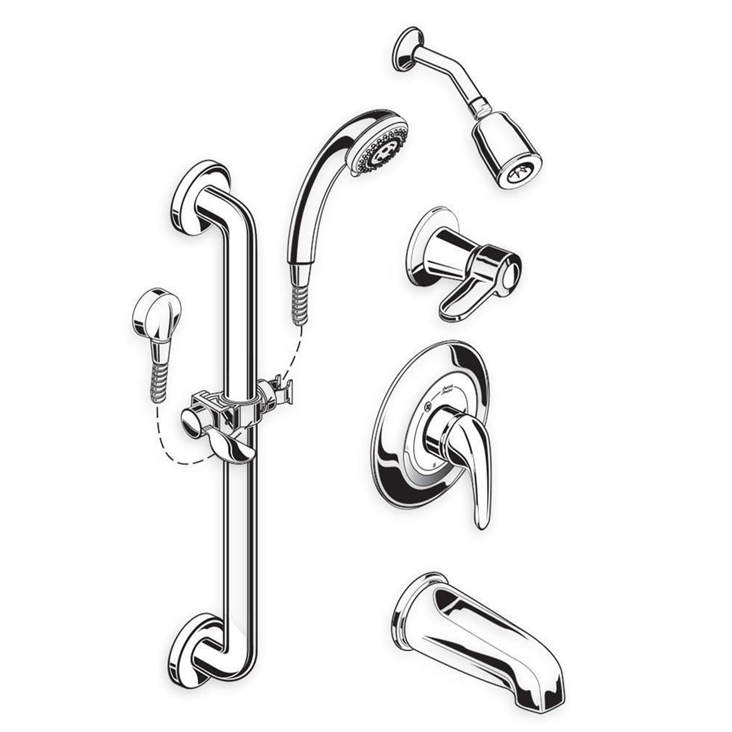 COMMERCIAL SHOWER SYSTEM KIT, 1.5 GPM, CHROME
