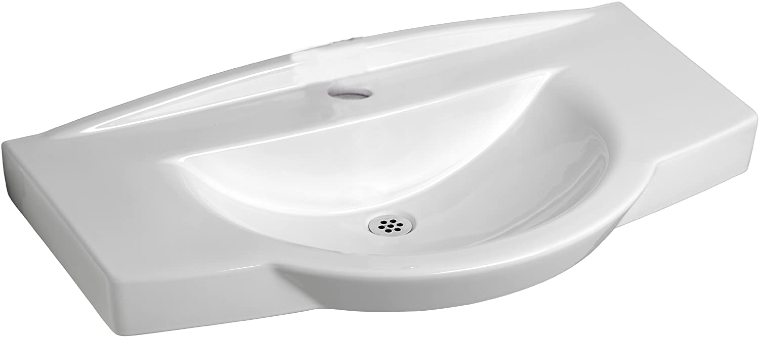 LUCIA WHITE WALL-HUNG BATHROOM LAVATORY, CENTER HOLE ONLY