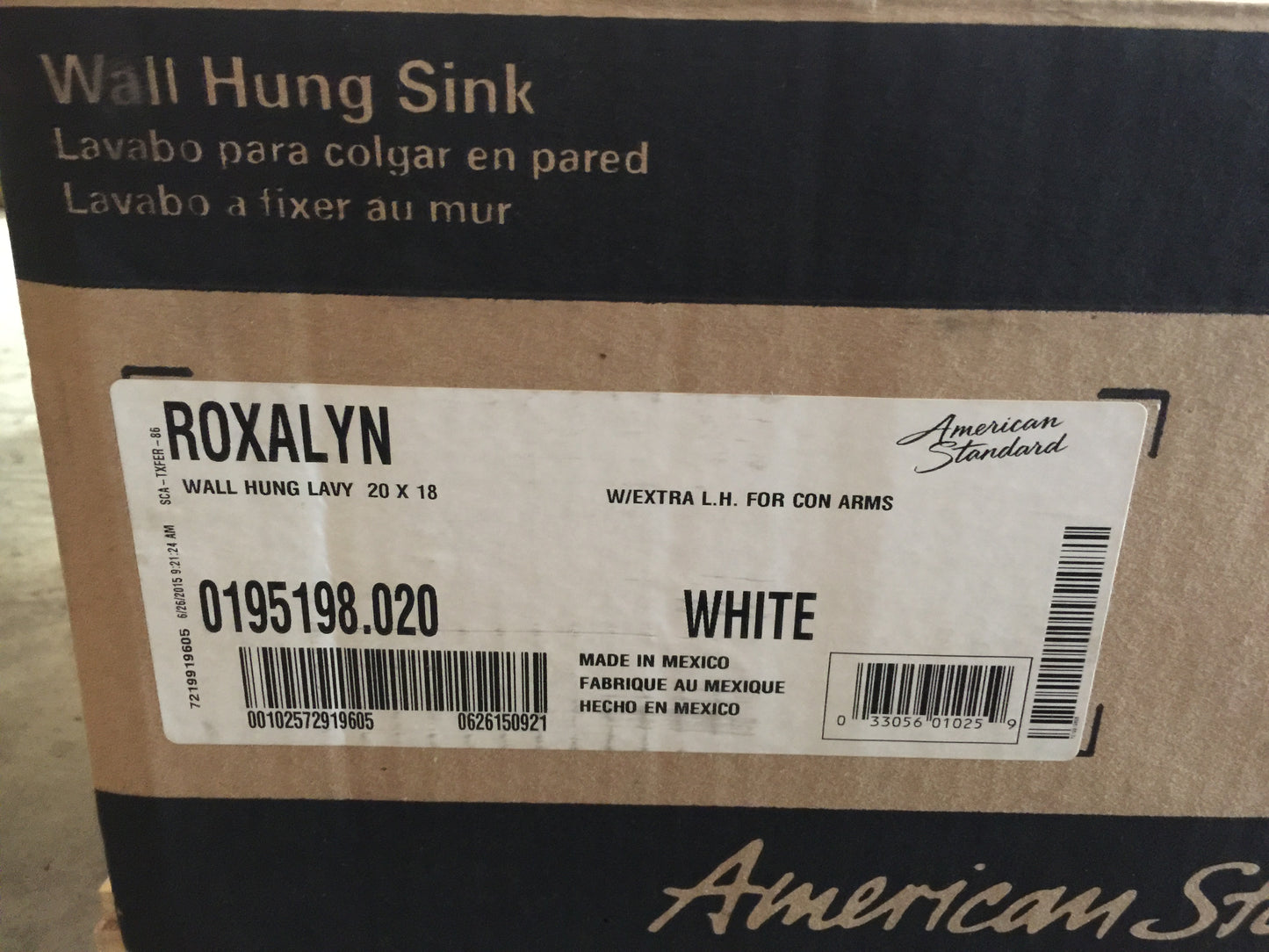 ROXALYN WALL HUNG SINK, WHITE