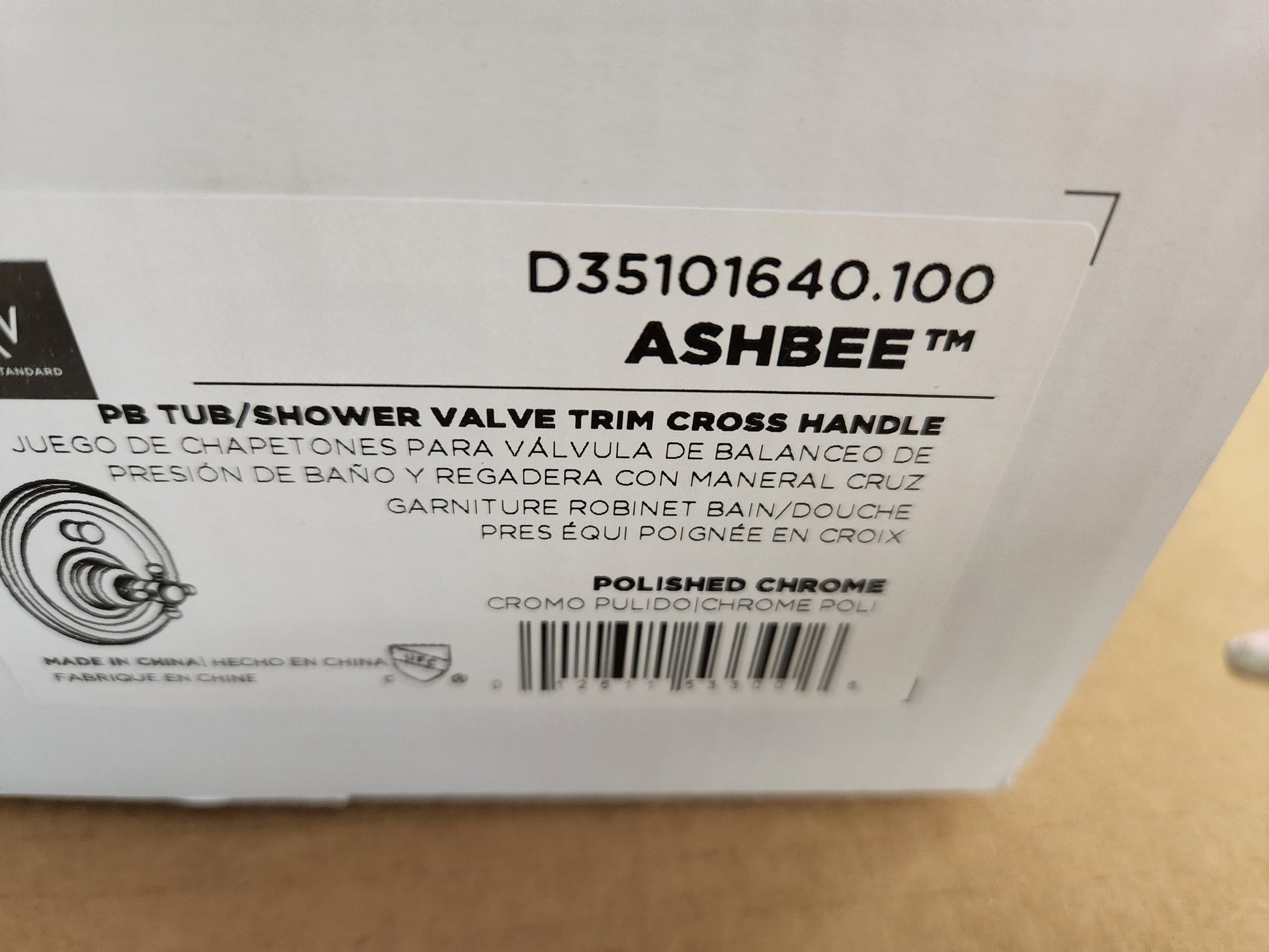 ASHBEE POLISHED CHROME PB TUB/SHOWER TRIM ONLY CROSS HANDLE