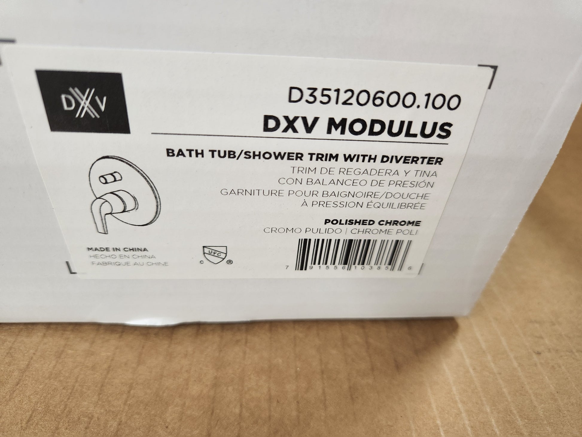 DXV MODULUS POLISHED CHROME BATH TUB/SHOWER TRIM WITH DIVERTER