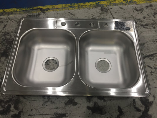 33 INCH DROP-IN DOUBLE BOWL STAINLESS STEEL SINK