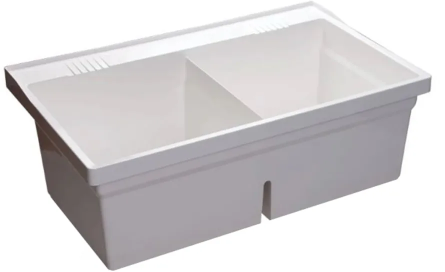DOUBLE BASIN WALL MOUNT LAUNDRY SINK; WHITE