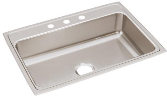 Lustertone Classic 31" x 22" x 7-5/8" Single Bowl Drop-In Sink, 3 Holes, Stainless