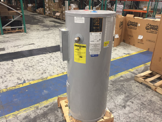 40 GALLON “PATRIOT” COMMERCIAL ALUMINUM ELECTRIC HOT WATER HEATER WITH 2 ELEMENTS; 208V-1/3 PHASE, 6000 WATTS