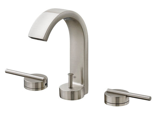 TWO HANDLE WIDE SPREAD BATHROOM FAUCET WITH LEVER HANDLES IN BRUSHED NICKEL