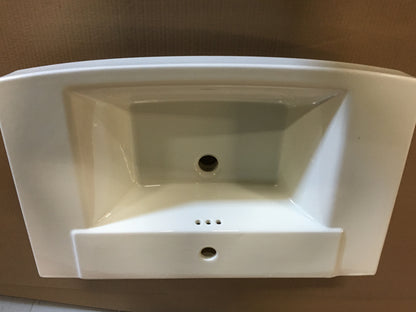 30" FIRECLAY PEDESTAL BATHROOM SINK WITH SINGLE FAUCET HOLE AND OVERFLOW-LESS PEDESTAL