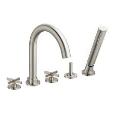 "PERCY" DMTF WITH HAND SHOWER CROSS HANDLE, BRUSHED NICKEL 1.8 GPM
