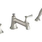 FITZGERALD DECK MOUNT 2 HANDLE BATHTUB FAUCET WITH HAND SHOWER, BRUSHED NICKEL