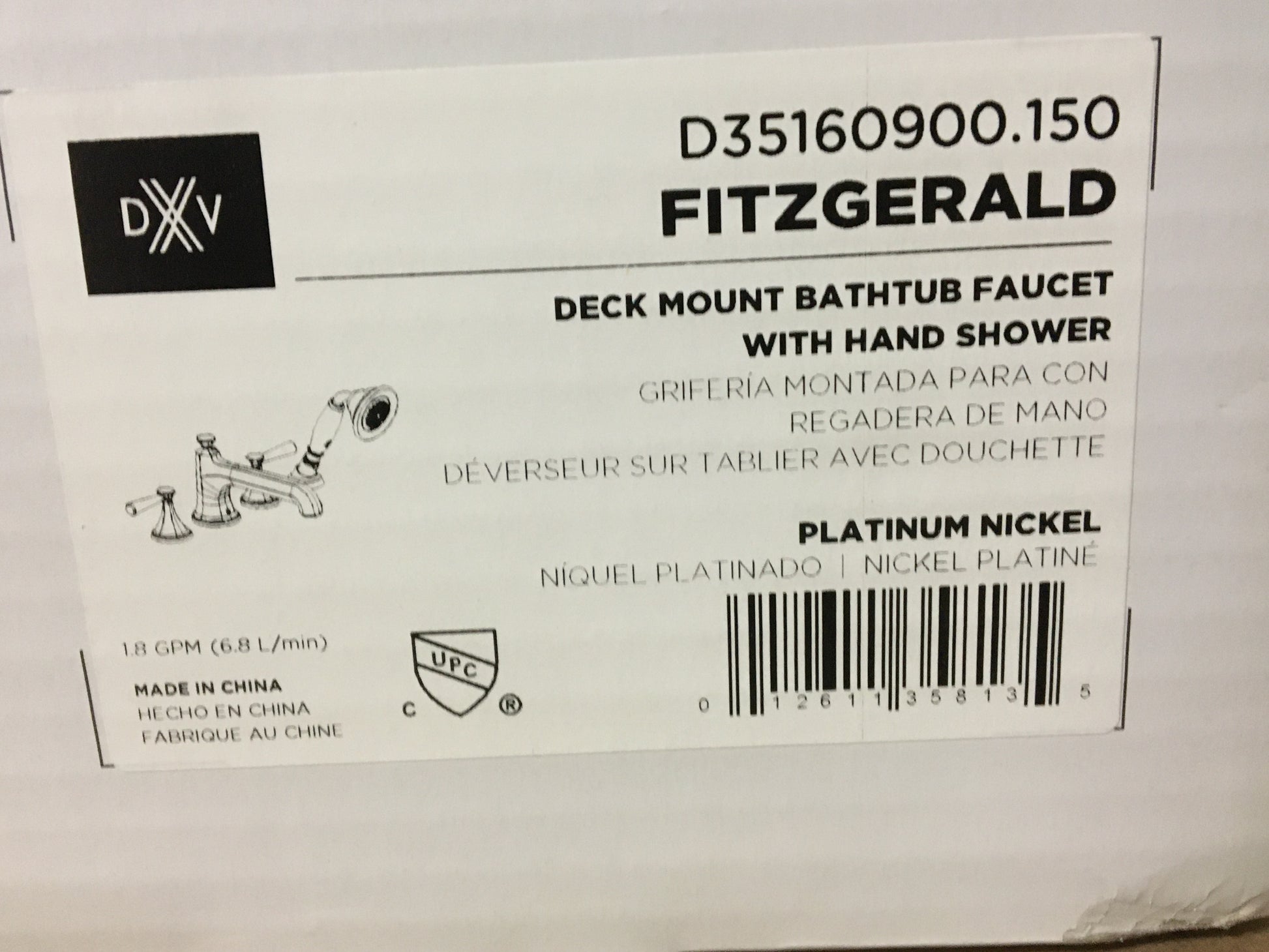 "FITZGERALD" 2-HANDLE DECK MOUNT BATHTUB FAUCET WITH HAND SHOWER AND LEVER HANDLES