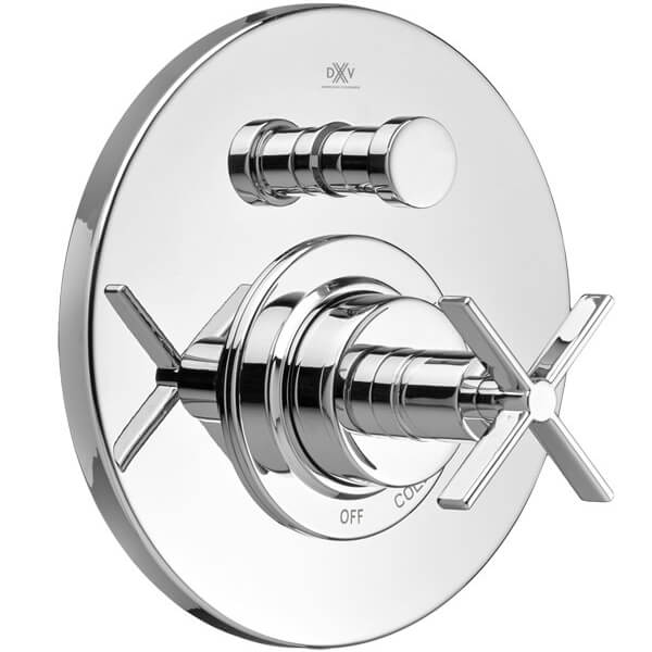 Percy Brushed Nickel Pressure Balance Tub/Shower Valve Trim With Cross Handle