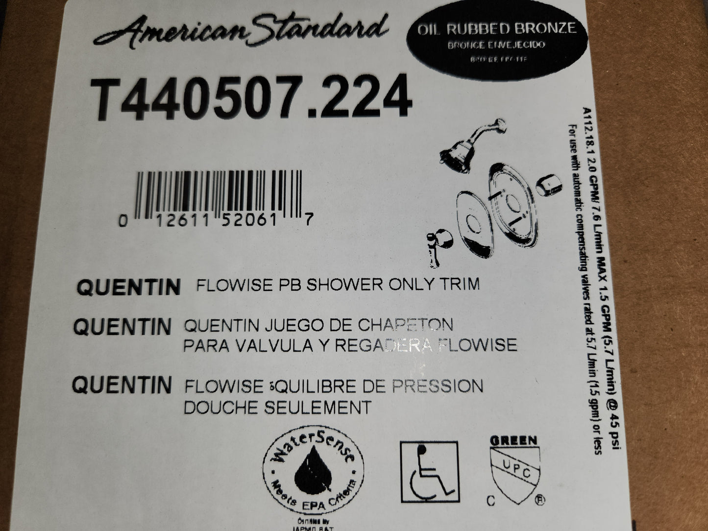 Quentin Oil Rubbed Bronze Pressure Balanced Shower Only Trim W/ Water Saving 3 Function Shower Head